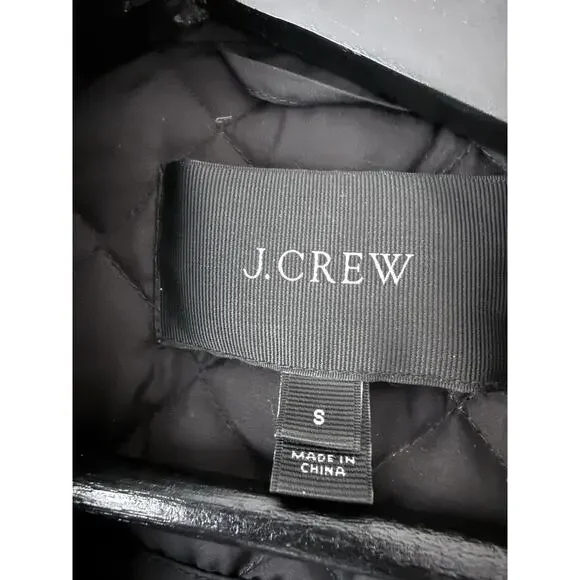 J Crew Women’s Black Quilted 70% Down Coat /Jacket Full Zip /Snaps /Pockets Sz S - Picture 6 of 10